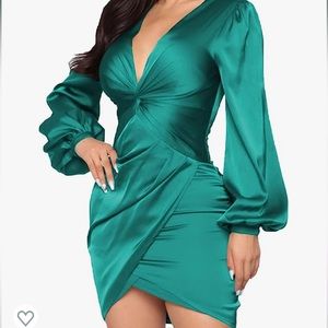 Long Sleeve Twist Front Mini Dress
